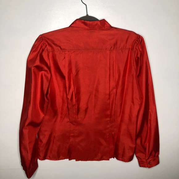 VINTAGE Red Long Sleeve Blouse - Picture 5 of 5